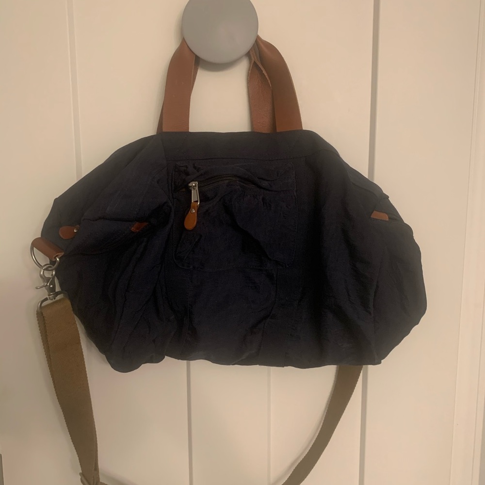 J Crew duffel bag with leather handles